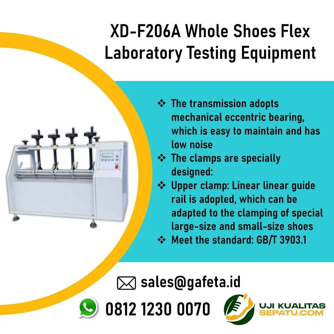Jual XD-206A Whole Shoes Flex Testing Machine - Uji Lipatan Sepatu & Sol