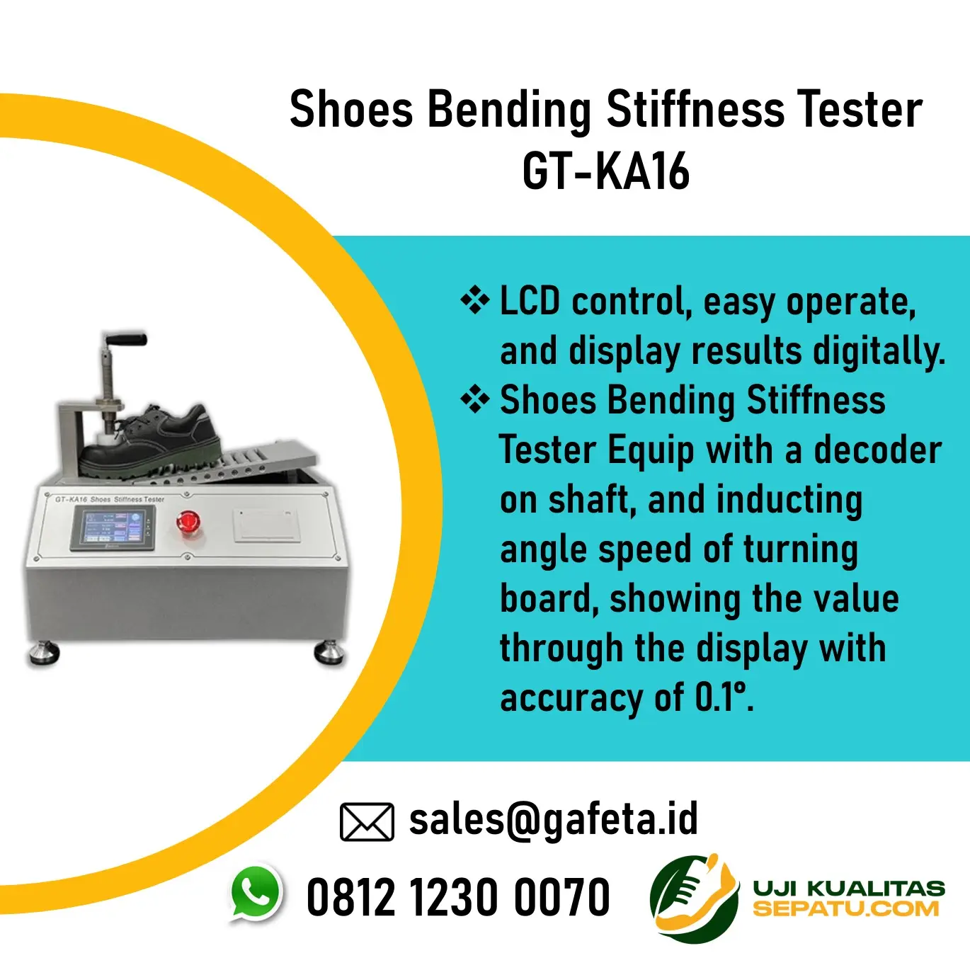 Shoes Bending Stiffness Tester GT-KA16: Uji Tekuk Whole Shoes